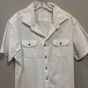 Custom made, white short sleeve button down